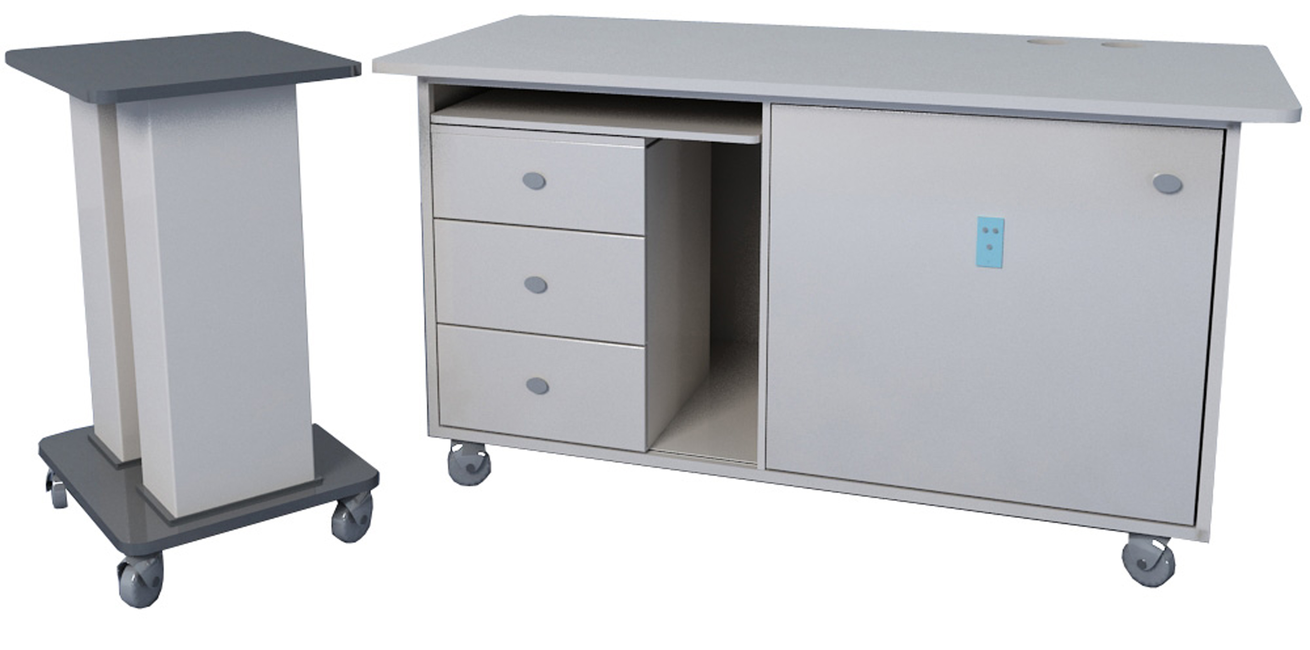 Лаборант с планшетом перед вытяжным шкафом